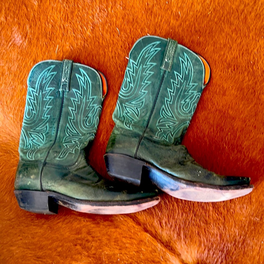Lucchese 1883 vintage green leather cowgirl boot